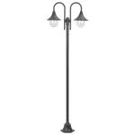 Stâlp cu lumini de grădină E27 220 cm, aluminiu 2 lămpi, bronz
