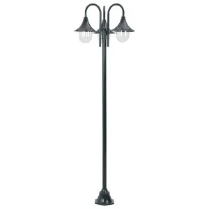 Stâlp iluminat grădină E27 220cm aluminiu 3 lămpi verde închis