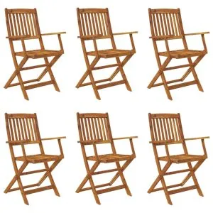 Set mobilier de exterior pliabil, 7 piese, lemn masiv de acacia