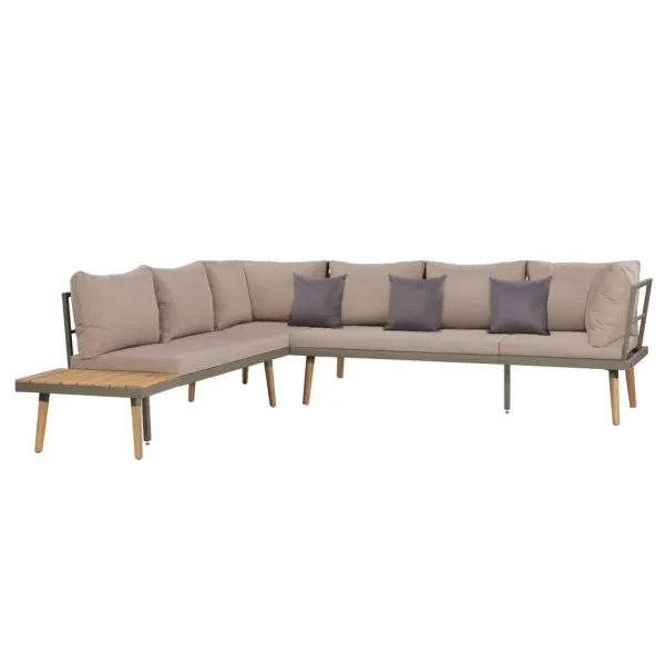 Set mobilier grădină cu perne, 4 piese, maro, lemn acacia
