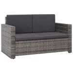 Set mobilier de grădină cu perne, 2 piese, gri, poliratan
