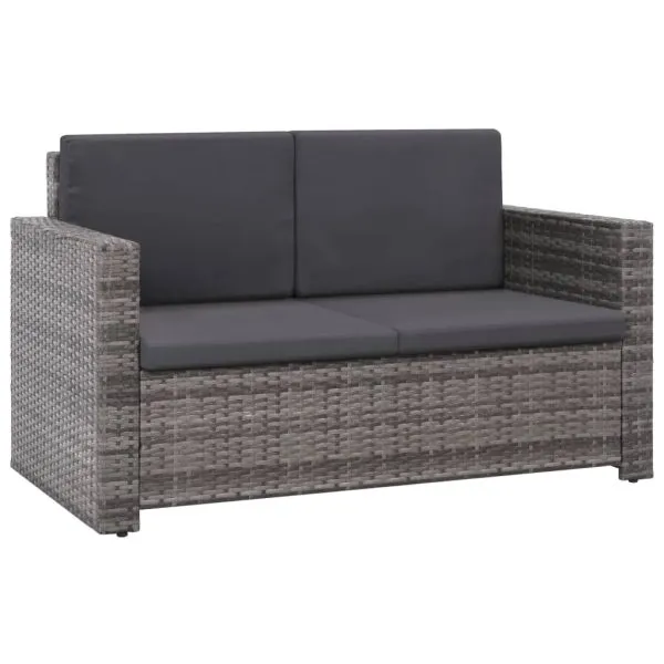 Set mobilier de grădină cu perne, 2 piese, gri, poliratan