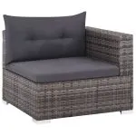 Set mobilier de grădină cu perne, 3 piese, gri, poliratan