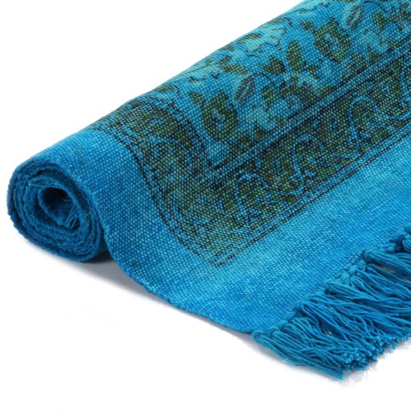 Covor Kilim, turcoaz, 120 x 180 cm, bumbac, cu model