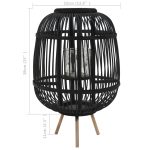 Suport lumânări tip felinar vertical, negru, bambus