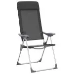 Scaune de camping pliante, 2 buc., negru, aluminiu