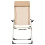 Scaune de camping pliante, 4 buc., crem, aluminiu