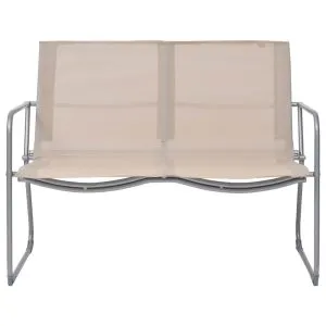 Set mobilier de grădină, 4 piese, crem, oțel și textil