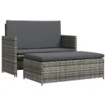 Set mobilier de grădină cu perne, 2 piese, gri, poliratan