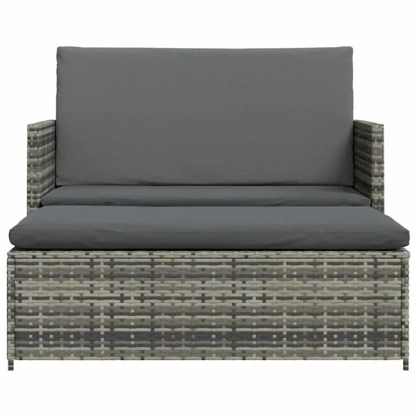 Set mobilier de grădină cu perne, 2 piese, gri, poliratan