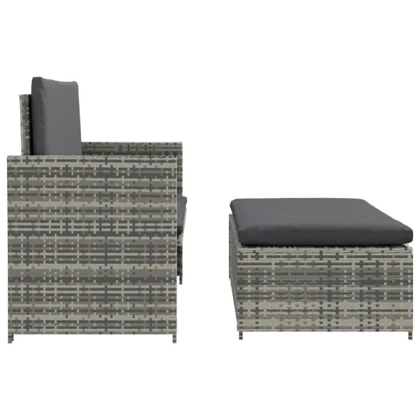 Set mobilier de grădină cu perne, 2 piese, gri, poliratan