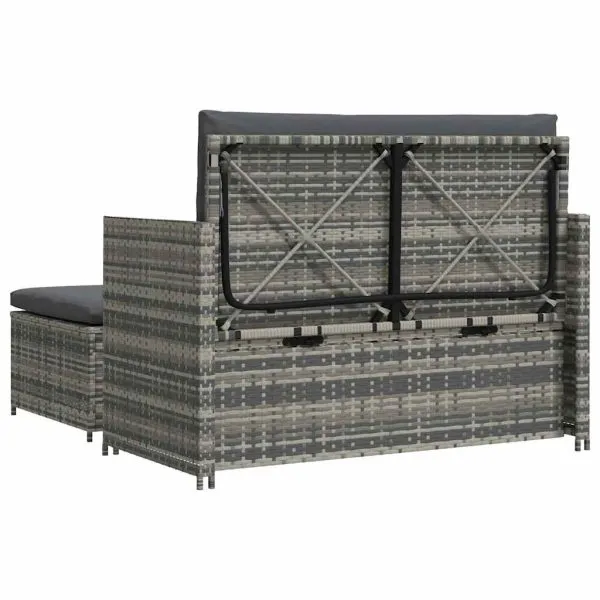 Set mobilier de grădină cu perne, 2 piese, gri, poliratan