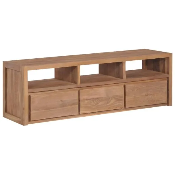 Comodă TV, 120 x 30 x 40 cm, lemn de tec cu finisaj natural