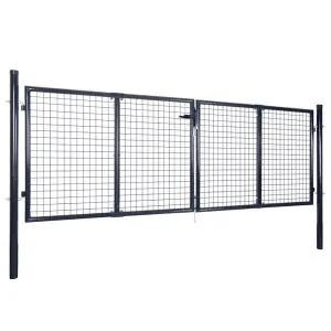 Poartă din plasă de grădină, gri, 289×100 cm, oțel galvanizat