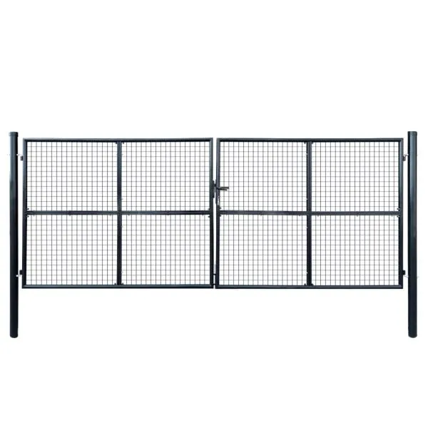 Poartă din plasă grădină, oțel galvanizat, 400 x 150 cm, gri