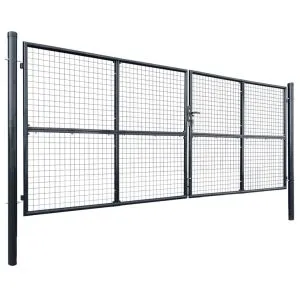 Poartă din plasă grădină, oțel galvanizat, 400 x 150 cm, gri