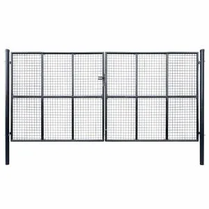 Poartă din plasă grădină, oțel galvanizat, 400 x 100 cm, gri