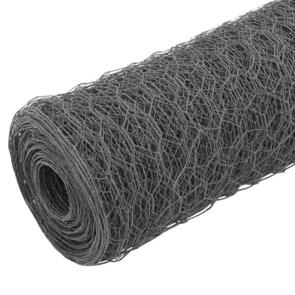 Plasă de sârmă găini, gri, 25 x 1,5 m, oțel cu înveliș PVC