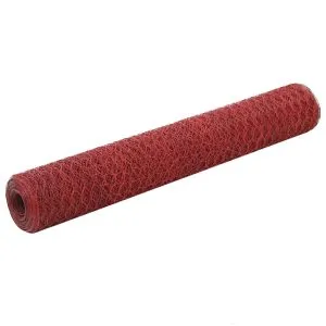 Plasă de sârmă găini, roșu, 25 x 1 m, oțel cu înveliș PVC