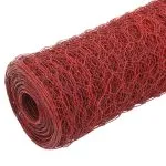 Plasă de sârmă găini, roșu, 25 x 1 m, oțel cu înveliș PVC