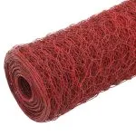 Plasă de sârmă găini, roșu, 25 x 1,5 m, oțel cu înveliș PVC