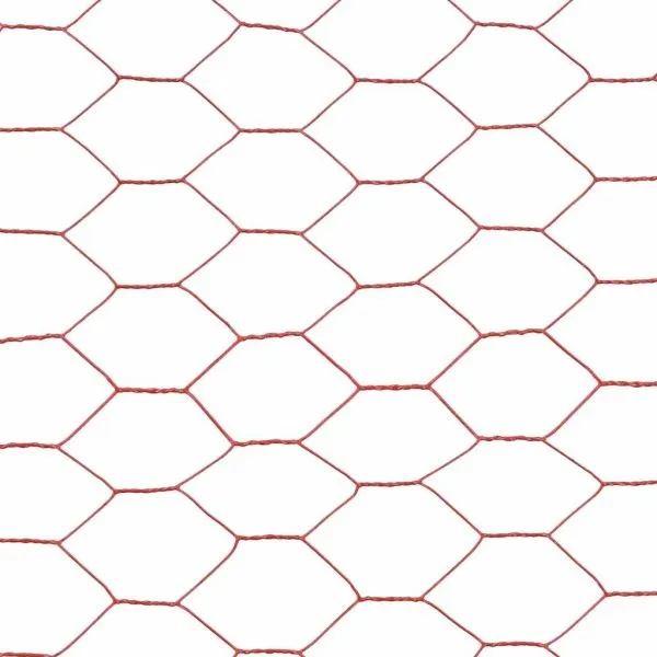 Plasă de sârmă găini, roșu, 25 x 1,5 m, oțel cu înveliș PVC