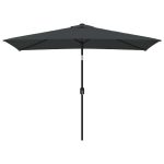 Umbrelă de soare exterior, stâlp metal, antracit, 300×200 cm