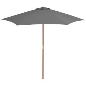 Umbrelă de soare de exterior, stâlp din lemn, antracit, 270 cm