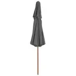 Umbrelă de soare dublă, stâlp din lemn, 270 cm, antracit