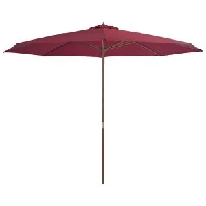 Umbrelă de soare de exterior cu stâlp din lemn, vișiniu, 350 cm