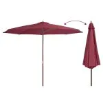 Umbrelă de soare de exterior cu stâlp din lemn, vișiniu, 350 cm