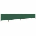 Paravan anti-vânt cu 6 panouri, verde, 800 x 80 cm, textil