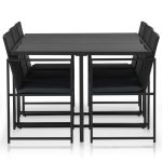 Set mobilier de exterior cu perne, 7 piese, negru, poliratan