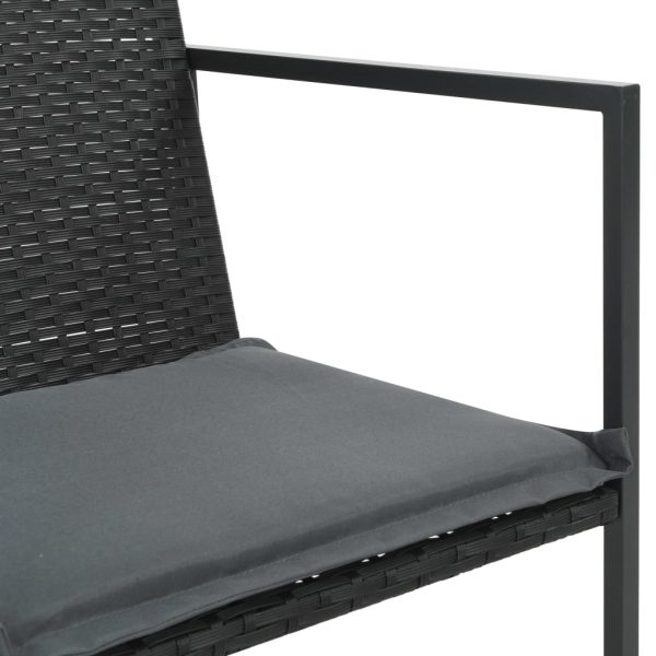 Set mobilier de exterior cu perne, 7 piese, negru, poliratan
