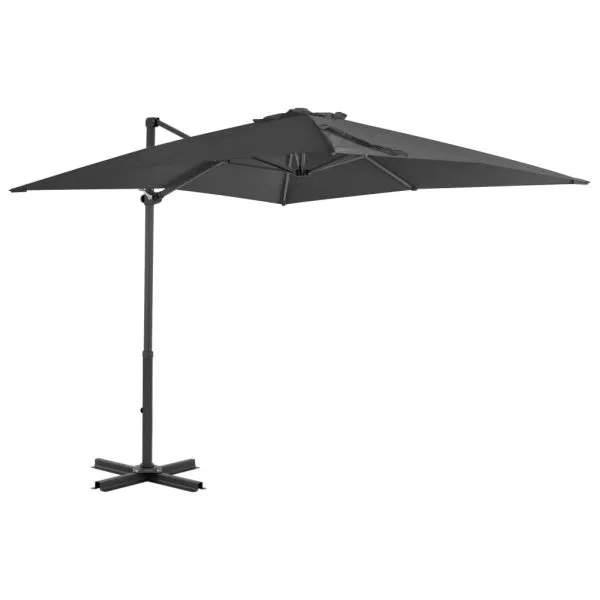 Umbrelă în consolă cu stâlp din aluminiu, antracit, 250×250 cm