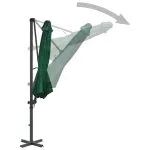 Umbrelă în consolă cu stâlp din aluminiu, verde, 300 cm
