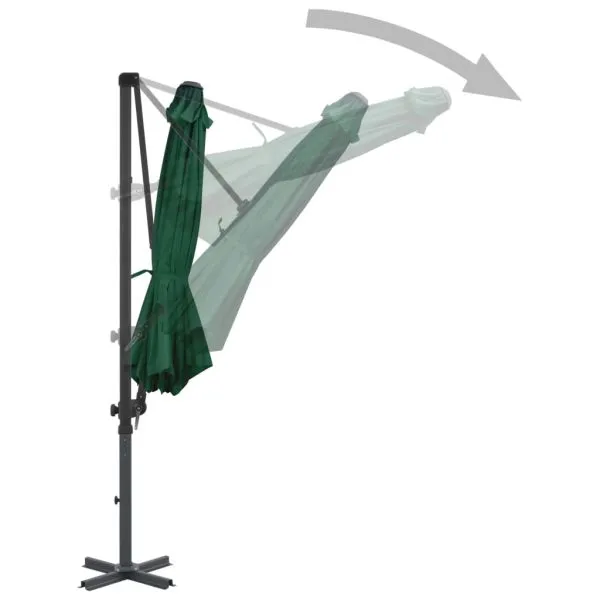 Umbrelă în consolă cu stâlp din aluminiu, verde, 300 cm