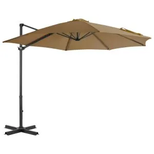 Umbrelă consolă de grădină, stâlp din aluminiu, taupe, 300 cm