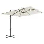 Umbrelă în consolă cu stâlp din oțel, nisipiu, 250×250 cm