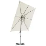 Umbrelă în consolă cu stâlp din oțel, nisipiu, 250×250 cm