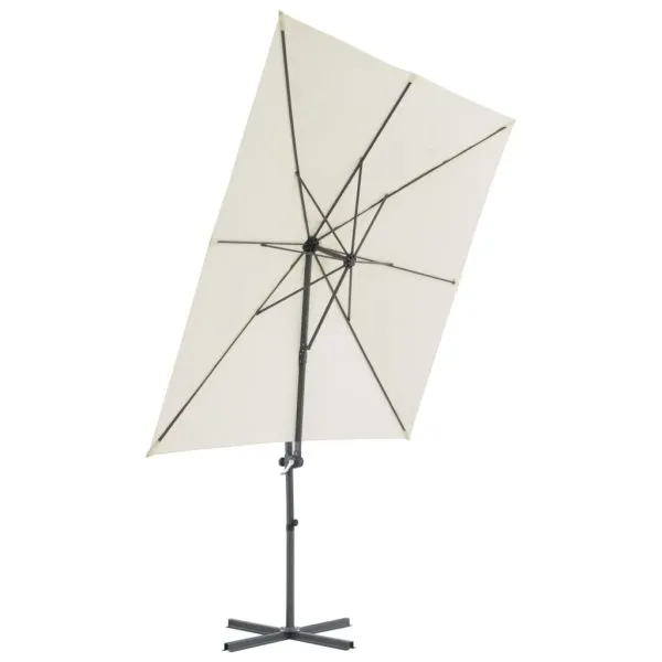 Umbrelă în consolă cu stâlp din oțel, nisipiu, 250×250 cm