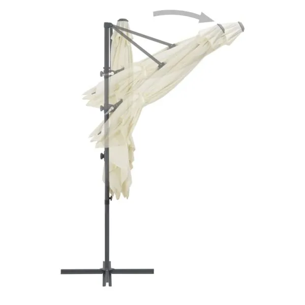 Umbrelă în consolă cu stâlp din oțel, nisipiu, 250×250 cm