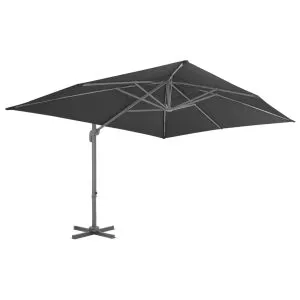 Umbrelă în consolă cu stâlp din aluminiu, 400×300 cm, antracit