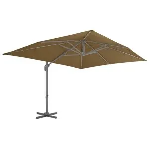 Umbrelă în consolă cu stâlp din aluminiu, taupe, 400×300 cm