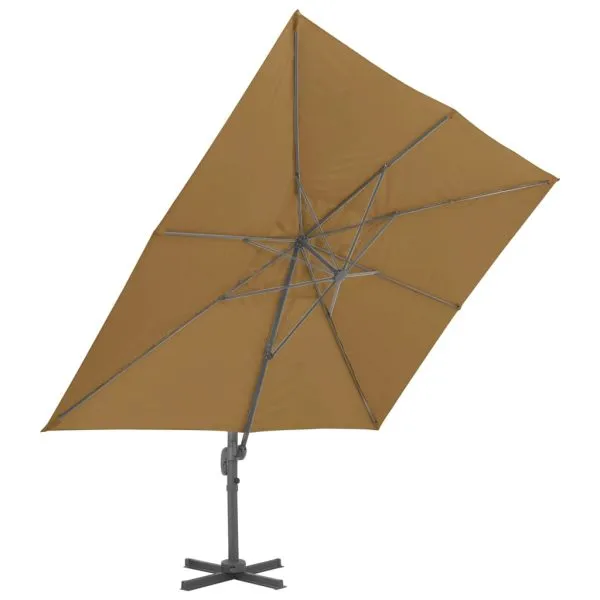 Umbrelă în consolă cu stâlp din aluminiu, taupe, 400×300 cm