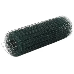 Plasă de sârmă găini, verde, 25 x 0,5 m, oțel cu înveliș PVC