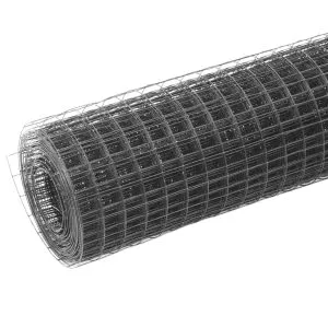 Plasă de sârmă găini, gri, 10 x 1 m, oțel cu înveliș PVC