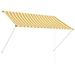 Copertină retractabilă, galben și alb, 200 x 150 cm
