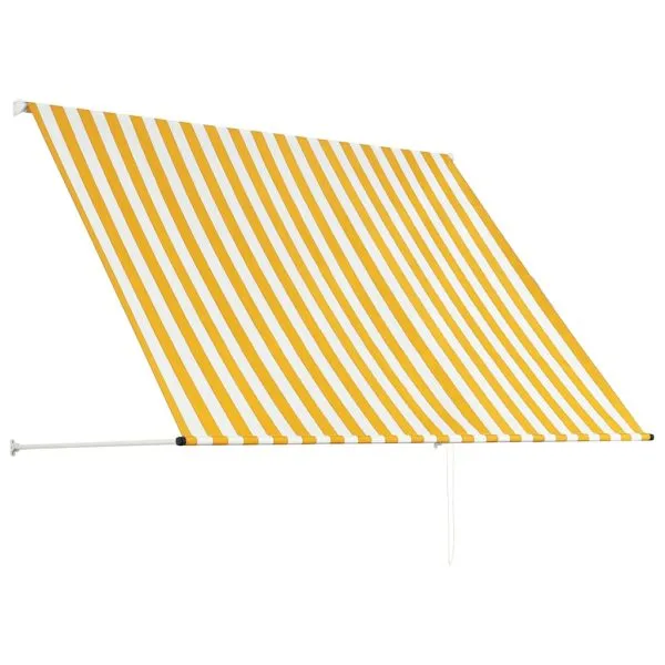 Copertină retractabilă, galben și alb, 200 x 150 cm