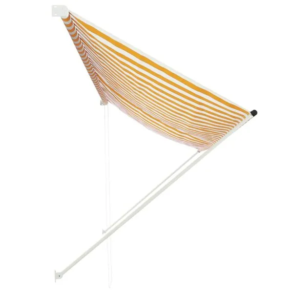 Copertină retractabilă, galben și alb, 350 x 150 cm